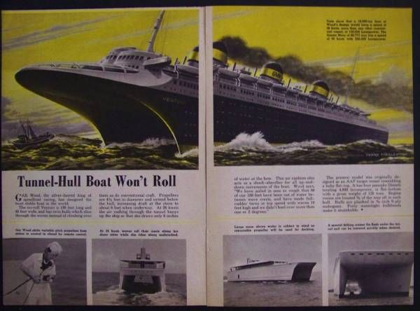 Gar Wood Venturi Ocean Liner Catamaran 1949 vintage Frank Tinsley 