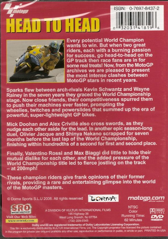 MotoGP HEAD TO HEAD Schwantz Rainey Doohan Rossi++ DVD  