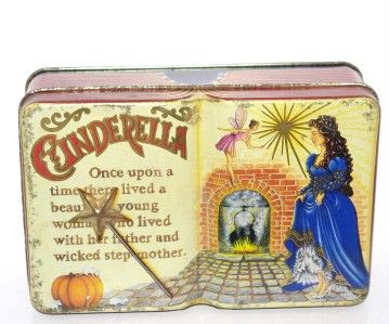   USA & Silver Crane CINDERELLA Small Book Tin Box Container  