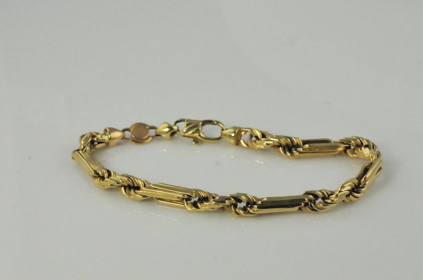 14KYG Estate Mens Unique Figaro Bracelet HEAVY  