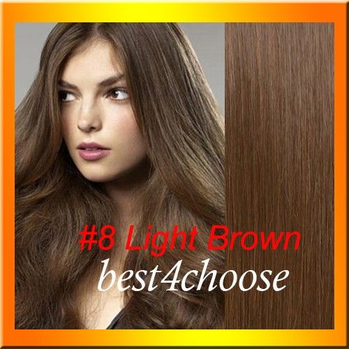   Real REMY Human Hair Extensions Full Head , 8pcs 18Colors, Any Length