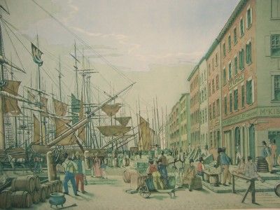 Sidney L Lucas AQUATINT Print PIER SHIPS McKibben 20x15  