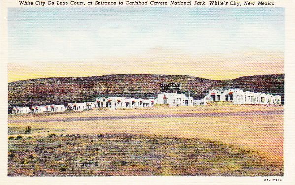 WHITE CITY NEW MEXICO DELUXE COURT MOTEL 1940s POSTCARD  