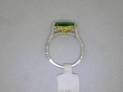 Tsavorite Garnet Platinum & 18k Gold Ring w/ Diamonds  