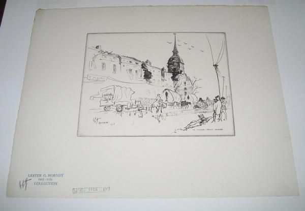 RARE LESTER G HORNBY ARGONNE MEUSE ADVANCE WW I ETCHING  