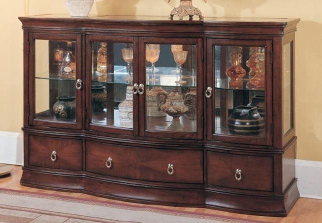 THOMASVILLE CURIO, CREDENZA MARBLE TOP, DISPLAY CABINET  