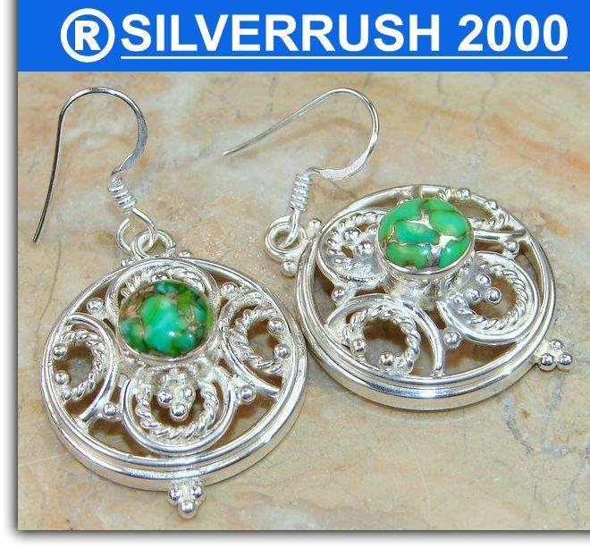 TURQUOISE .925 SILVER EARRINGS,SILVERRUSH2000; 224  