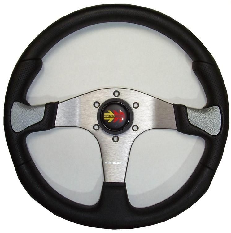 MOMO CORSE STEERING WHEEL DEVIL BLACK WITH SILVER NEW  