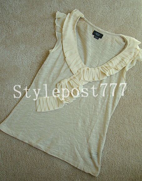 NWOT Anthropologie Deletta Trickle Down Ivory Blouse Tank Top S/M/L 