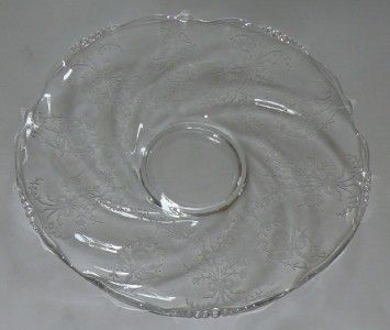   Etched Crystal Orchid Platter Tray Torte Plate Elegant Floral  