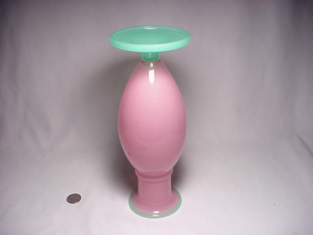 UNIQUE LOETZ 10 SIGNED TANGO JADE GREEN & PINK OPALINE POWOLNY ART 