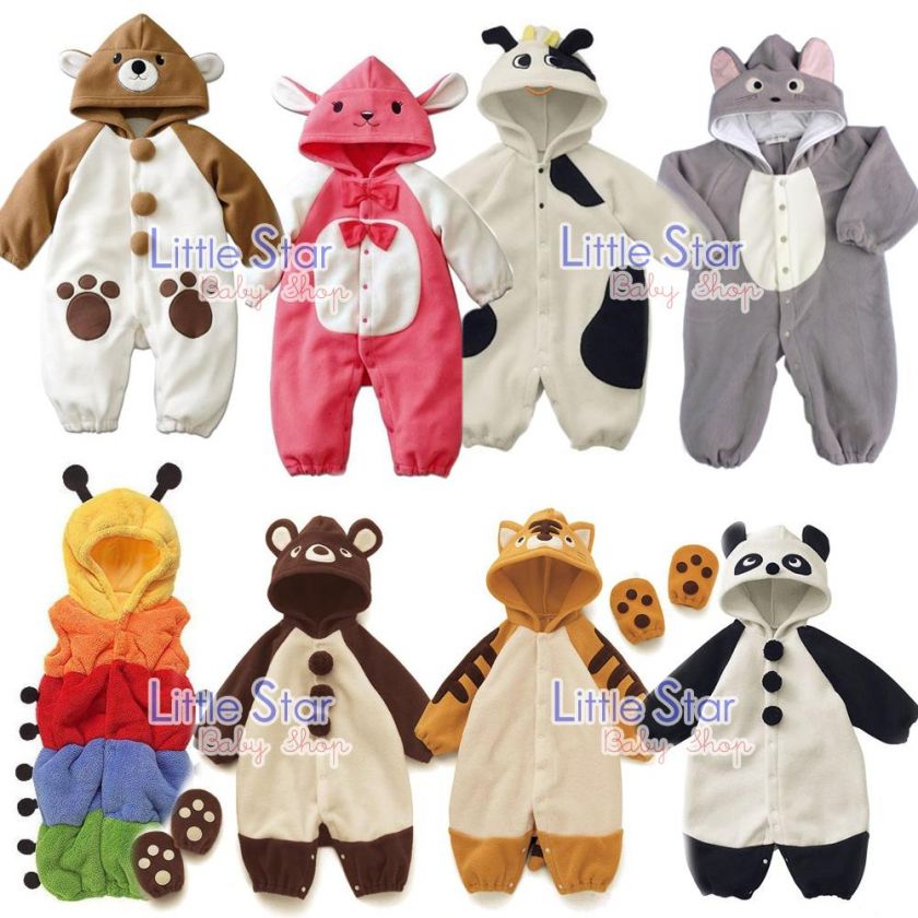 Baby Toddler Fancy Dress Up Fleece Romper Suit Costume  