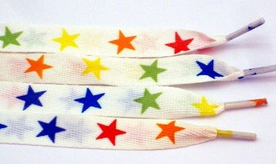  COLOR STARS STRING SHOELACES LENGTH 38 INCHES WIDE 0.5 INCH TOP 