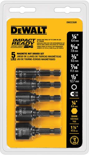 New DeWalt DW2235IR 5 Piece Magnetic Impact Ready Pivot Nutsetter Set 