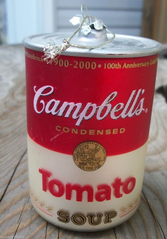 Campbells Tomato Soup Can Blown Glass Ornament 100th  