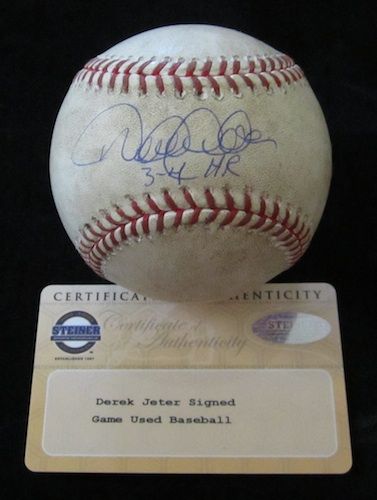 DEREK JETER Signed Game Used Baseball w/ Inscription STEINER  