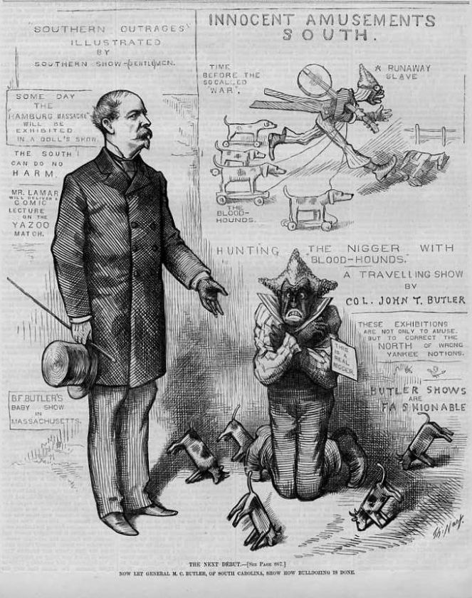 SLAVES, THOMAS NAST RUNAWAY SLAVE HUNTING BLOOD HOUNDS  