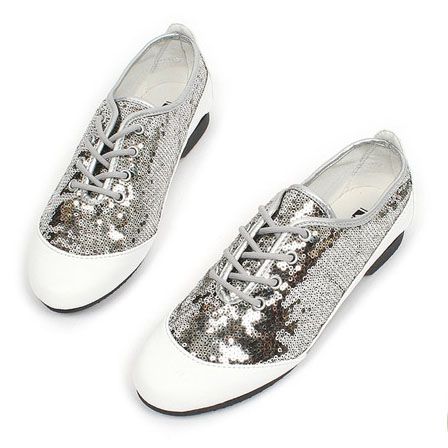 Womens Glitter Synthetic leather Lace up sneaker shoes  