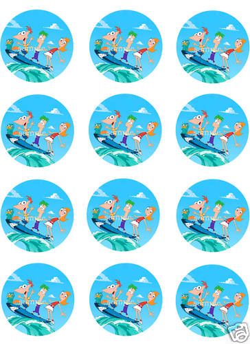 PHINEAS and FERB Edible CUPCAKE Image Icing Toppers  