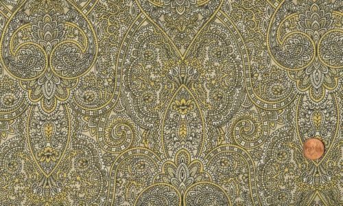 BEYER/RJR HOLIDAY TREASURES YELLOW/BLACK PAISLEY FABRIC  