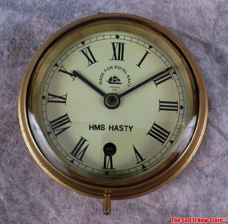 Antique ROYAL NAVY LONDON 1920 HMS HASTY British Ship Clock ENGLAND 