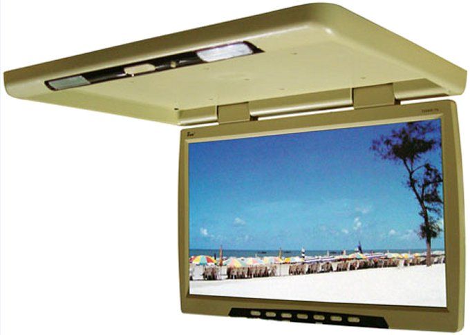 TVIEW 24 BEIGE/TAN Flip Down TFT Car Monitor Video IR  