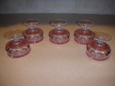 LOT OF 5 VINTAGE KINGS CROWN RUBY STAINED SHERBET GLASS  