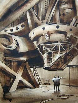 REX BRANDT Signed 1969 Watercolor The Hale Telescope  