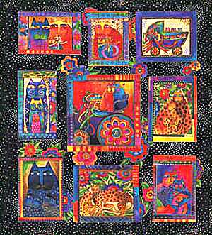 CLOTHWORKS Laurel Burch FANCIFUL FELINES Kitty Cat Panel fabric QUICK 