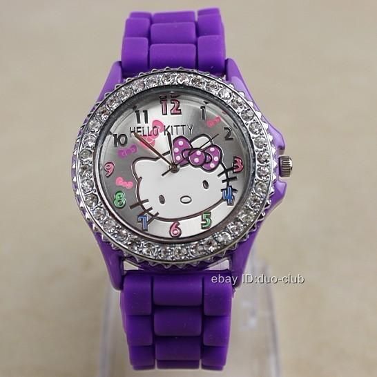 1Pcs Hellokitty Silicone Band Quartz Wrist Watch For Unisex 7 Color 