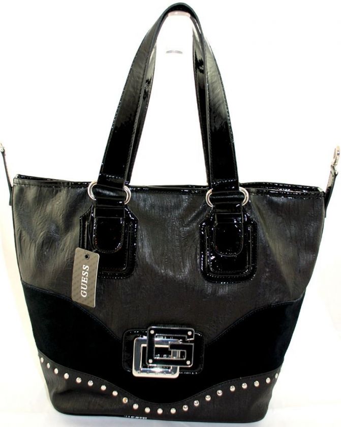 GUESS STYLISH SUBLIMINAL BLACK TOTE BAG HANDBAG PURSE NWT  