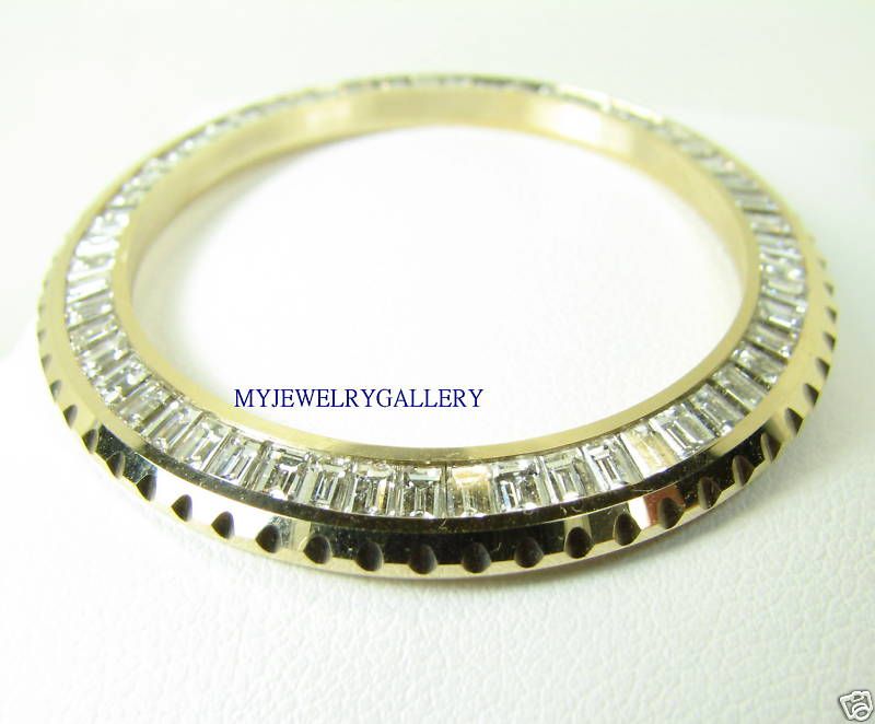 18KY GOLD BAGT DIAMOND BEZEL FOR ROLEX GMTII SUBMARINER  