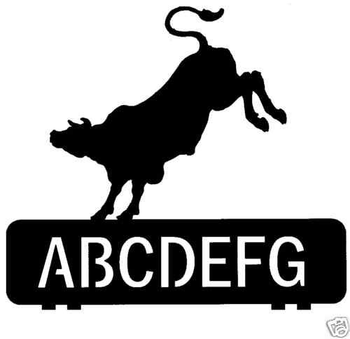 BUCKING BULL RODEO metal mailbox topper sign art  