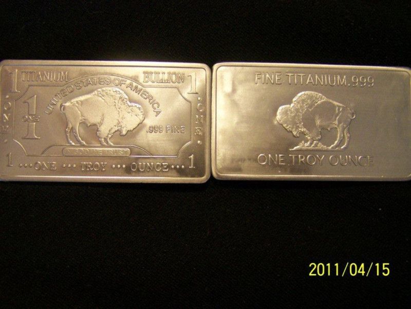 TROY OUNCE OF*TITANIUM* $BUFFALO BAR FRONT&BACK.2x3  