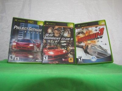 XBOX GAMES MIDNIGHT CLUB2, BURNOUT3 &PROJECT GOTHAM  