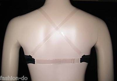 Lot of 3 Bras New 1/2 Cup Clear Back+Shouder Straps 38B  