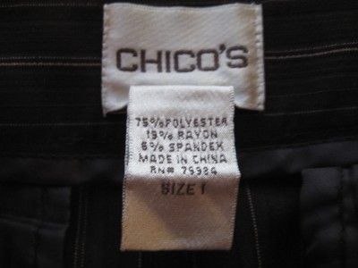 Chicos Pinstripe Dress Capris Size 1 Black Tan  