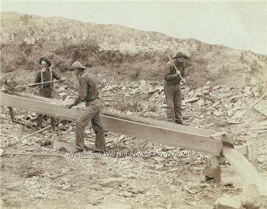 GOLD MINING PHOTO 1869 VINTAGE GOLD DUST NUGGETS PANNING ORE KLONDIKE 