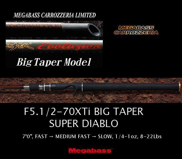 Megabass EVOLUZION Ti CARROZZERIA BIG TAPER F5.1/2 70XTi EVA SUPER 