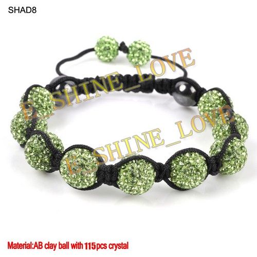 12mm Disco AB Clay Ball(11Pcs)Crystal Macrame Bracelets+9 Mix Colours 