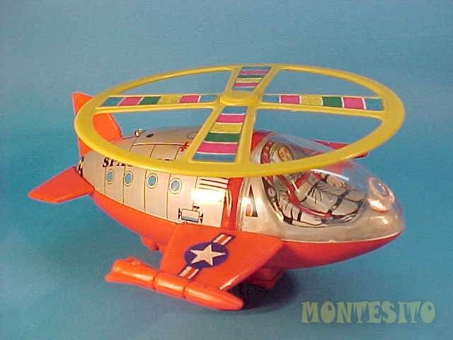 VINTAGE SPACE SHIP WIND UP TIN & PLASTIC TAIWAN 1970s  