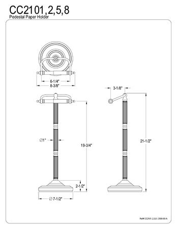 Polished Brass Georgian pedestal free standing toilet paper holder 