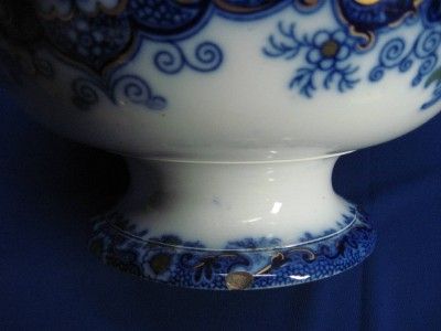   BLUE POLYCHROME PUNCH BOWL WHAMPOA PAT MELLOR VENDELES 1845  