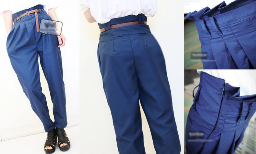 New Womens Retro Casual Slim High Waist Harem Pants Length Overalls 