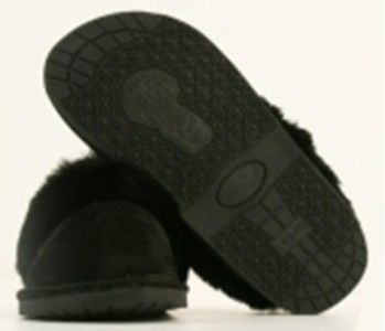 OLD FRIEND Ladies Sheepskin Wool Scuff Slippers Black  