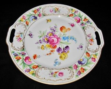 Schumann DRESDEN GARLAND FLOWERS Handled Plate DRESDNER  