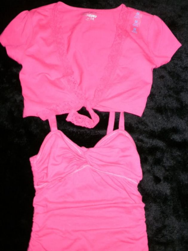 ABERCROMBIE GIRLS PINK TIERED DRESS WITH PLACE PINK TIE BOLERO   SIZE 