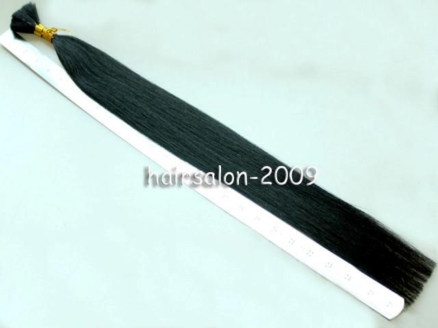 26 INCH HUMAN HAIR HAIRCUT PONY TAIL #1 (JET BLACK )  