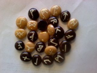 Coffee & Cream Runes w/ Bag Wiccan Pagan Future  