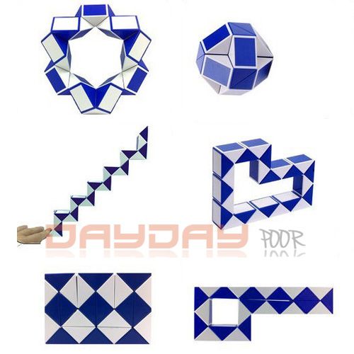 Blue Rubiks Magic Cube Twist Transformable Snake Style Puzzle Toy New 